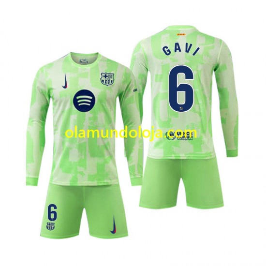 Camisola FC Barcelona Gavi 6 Criança Equipamento Terceiro 2024-2025 Manga Comprida